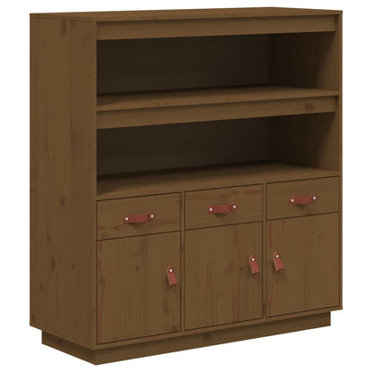 Hoogkast – Opbergkast – Kast – Boekenkast – Dichte Kast – Massief Dennenhout – Compact Hoog Model – Honingbruin