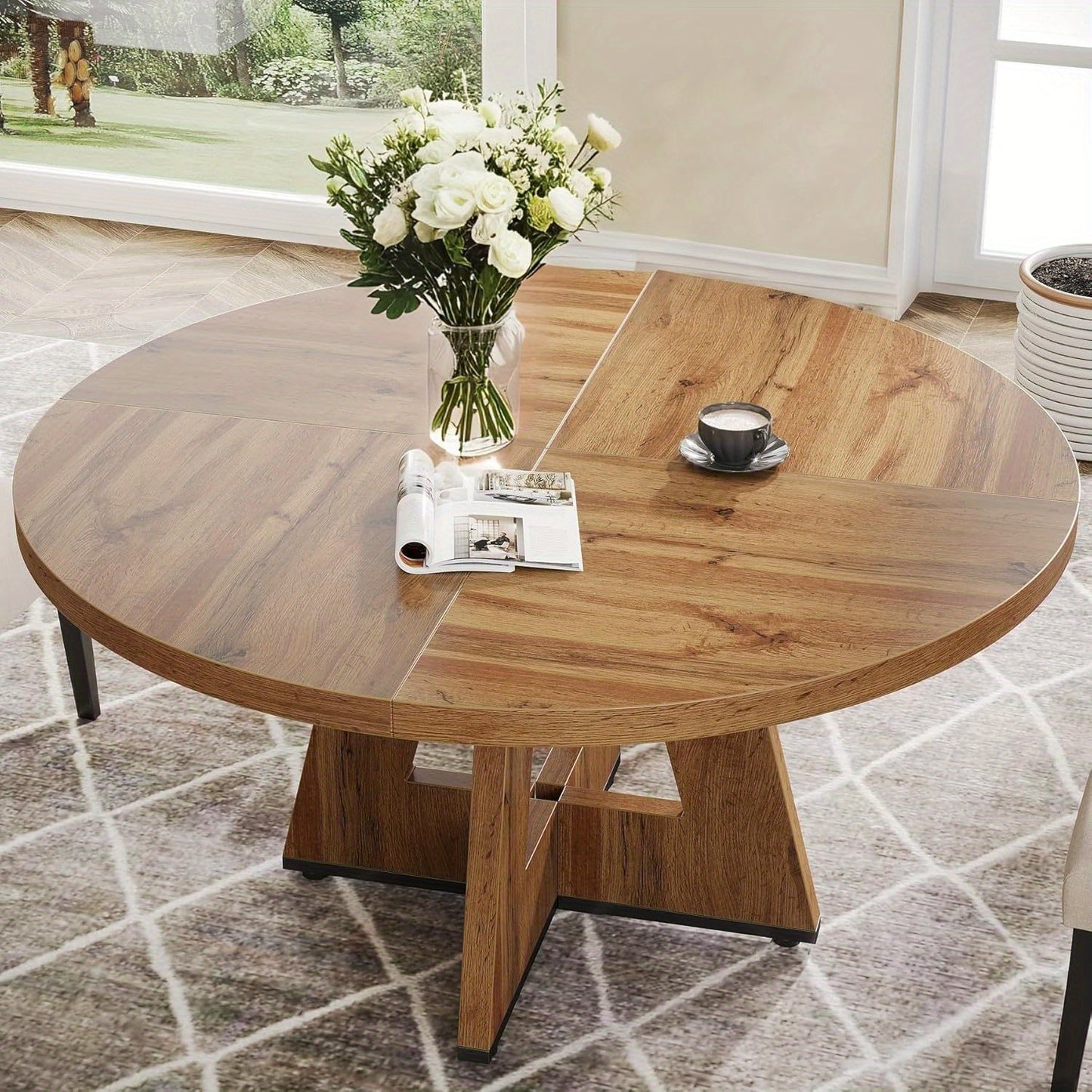 Ronde Eettafel – Ronde Tafel – Eettafel Rond – Keukentafel – Werktafel – Hardhout – 120 x 75 cm – Rustiek Landelijk Design