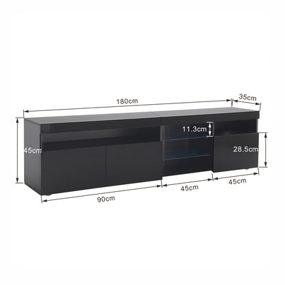 Black Modern TV Cabinet with Bright Panels, Living And Dining Room 180cm, Tv Stand With Storage, Hanging Tv Stand On Wall, Media Console Long And Slim, Tv Wall Unit, Tv Unit Wall Panel, Wall Units Tv, Corner Tv Display, Large