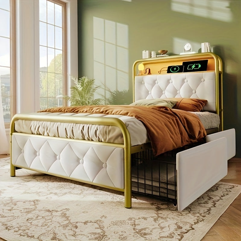 Bedframe – Bedbodem – Slaapbank – Eenpersoonsbed – Tweepersoonsbed – Modern Wit – Platform Bedraad Met Hoofdbord – Duurzaam Bamboe – Voorgemonteerd