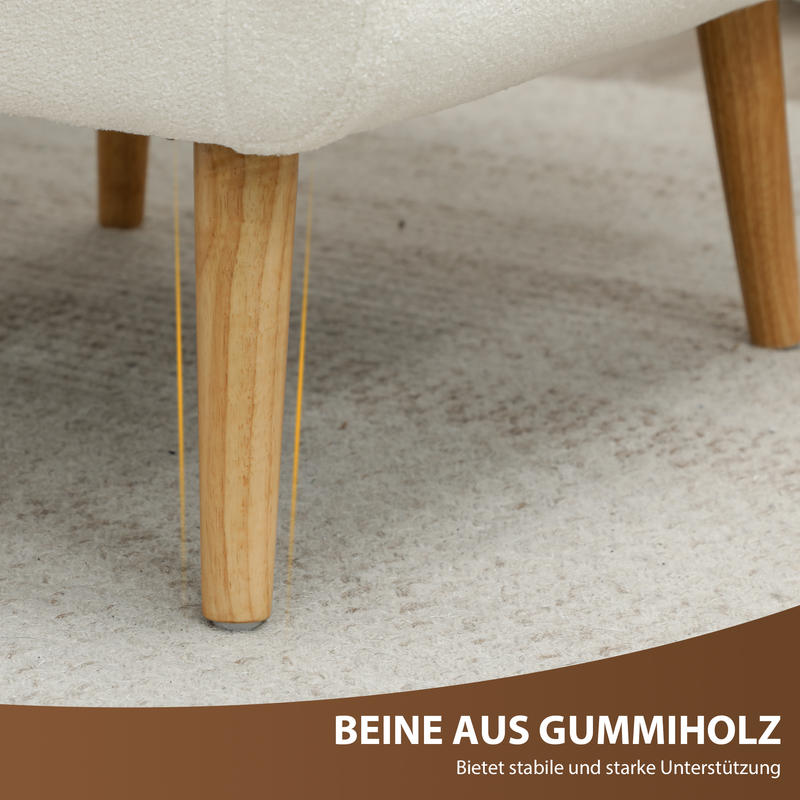 Fauteuil – Wingback Stoel – Gestoffeerde Stoel – Houten Poten – Button Tufting – Ergonomische Zitkussens – Draagt Maximaal 135 kg