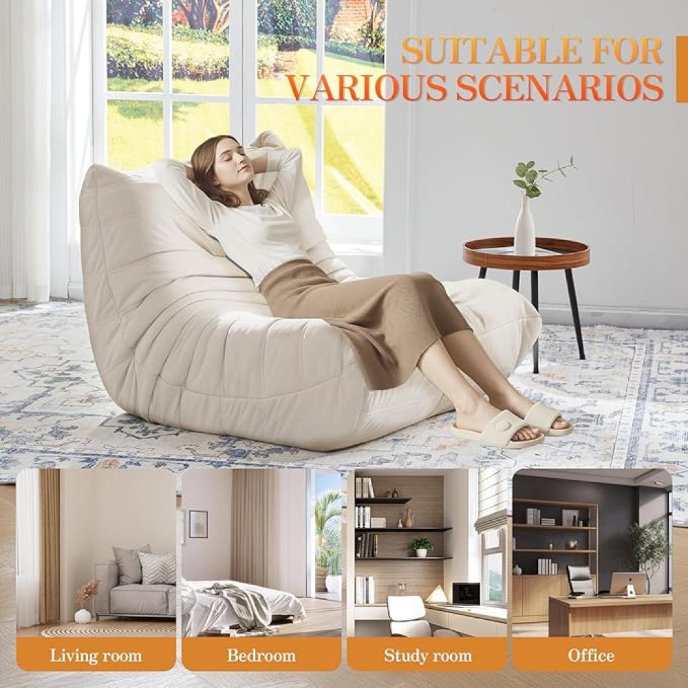 Ergonomic Beanbag Chair | Recliner Sofa with Five-Way Body Support System, Memory Foam, Multipurpose Use, Ideal for Reading, Working, or Relaxing