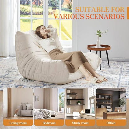 Ergonomic Beanbag Chair | Recliner Sofa with Five-Way Body Support System, Memory Foam, Multipurpose Use, Ideal for Reading, Working, or Relaxing