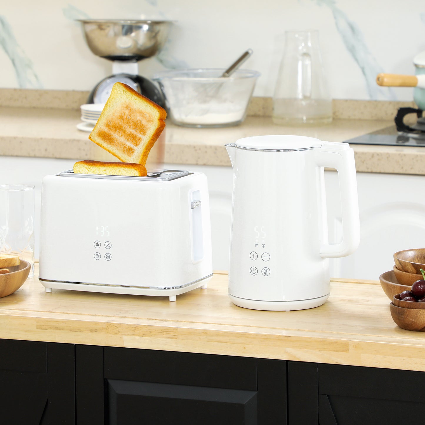 Broodrooster – Toaster – Keukenapparaat – Ontbijttoestel – Tostiapparaat – 7 Bruiningsniveaus – Roestvrijstaal en Kunststof – Snelle Bereiding – Wit