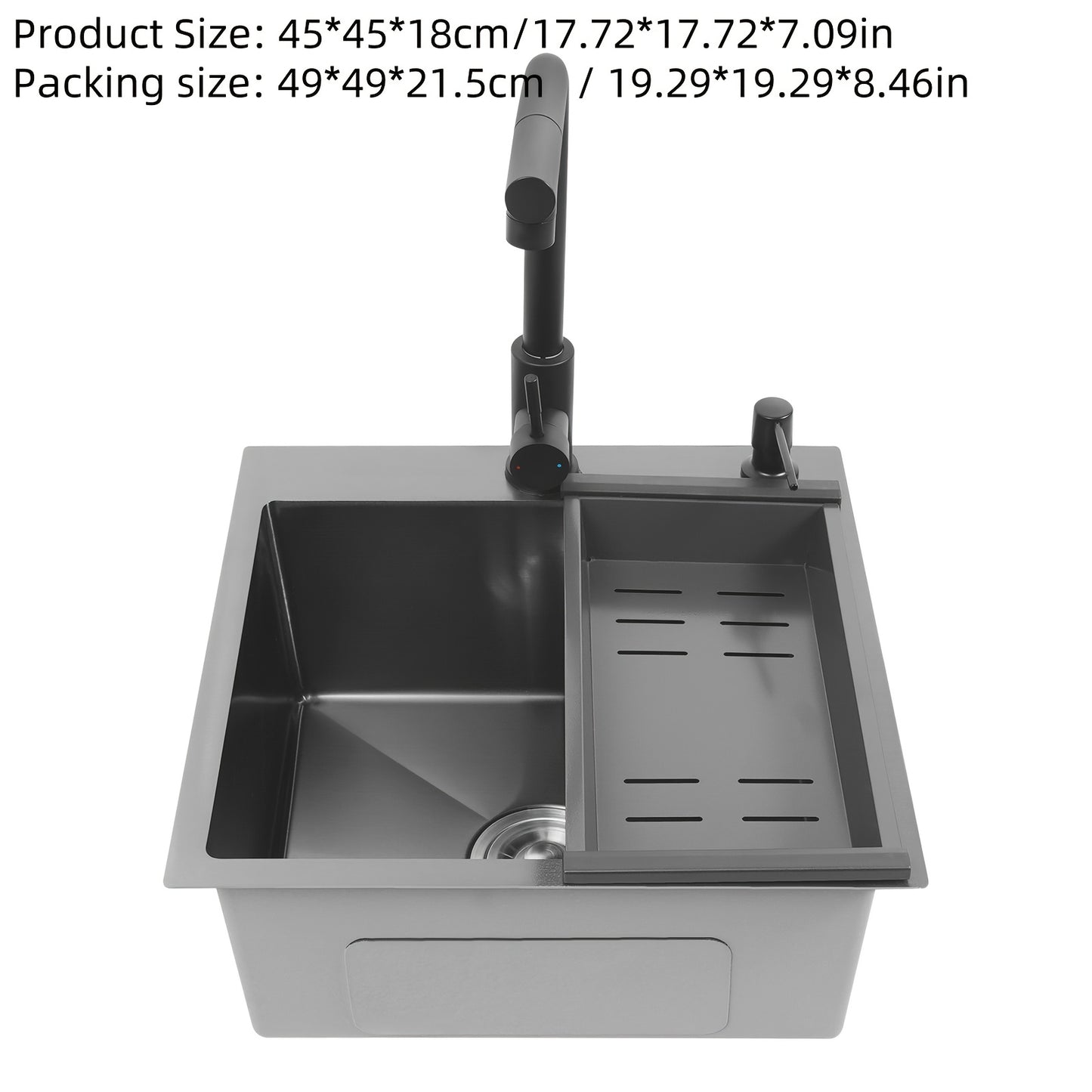 Keukenspoelbak – Spoelbakken Keuken – Wasbak Keuken – Enkele Spoelbak – Gootsteen – RVS 201 Staal – Uittrekbare Kraan 60 cm