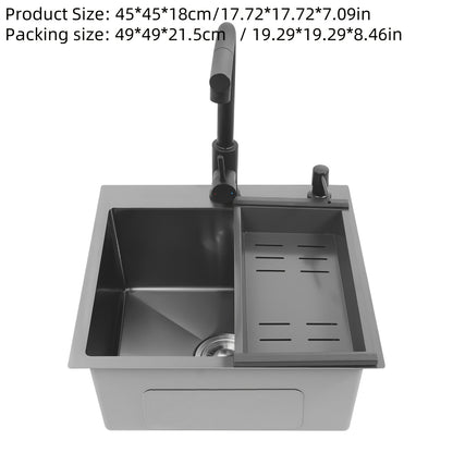 Keukenspoelbak – Spoelbakken Keuken – Wasbak Keuken – Enkele Spoelbak – Gootsteen – RVS 201 Staal – Uittrekbare Kraan 60 cm