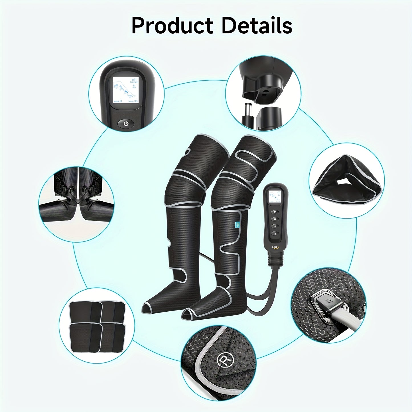 Volledige Beenmassager – Beenmassage – Knie Massager – Kuit Massager – Compressie Massager – Met Verwarmingsfunctie – Instelbare Intensiteit – Zachte Comfortabele Stoffen – Flexibel Design