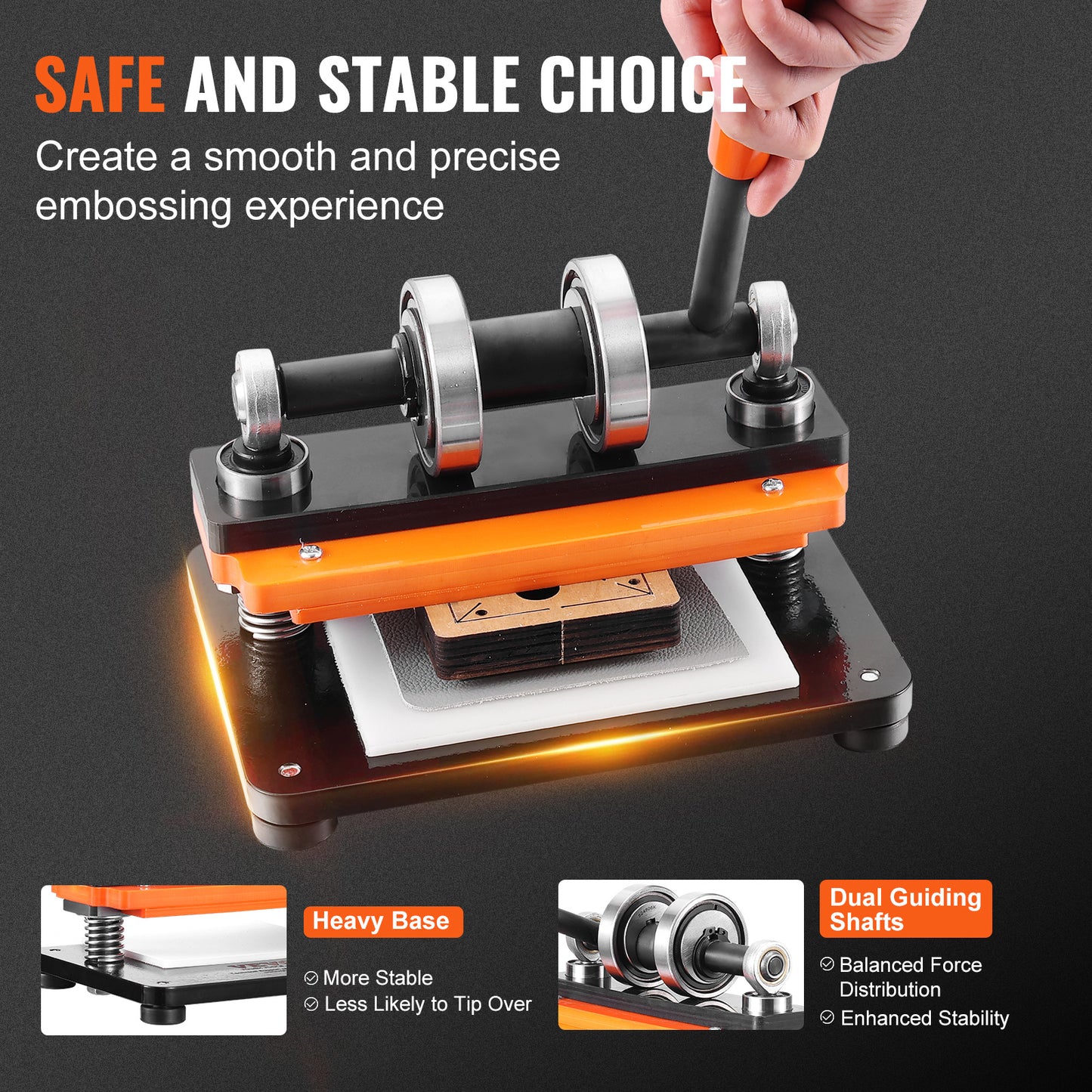 Leer snijmachine – Embossing Machine – Handmatige Stansmachine – Leer persmachine – Snij- en Embossingmachine – Compact Formaat 18x10 cm – Verstelbare Druk 12 mm