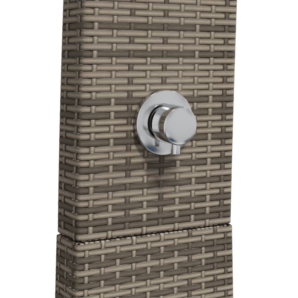 Buitendouche – Tuindouche – Vrijstaande Douche – Zwembad Douche – Outdoor Shower – Weerbestendig PE Rattan – Stevige Acaciahouten Basis Grijs