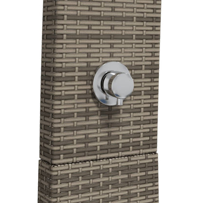 Buitendouche – Tuindouche – Vrijstaande Douche – Zwembad Douche – Outdoor Shower – Weerbestendig PE Rattan – Stevige Acaciahouten Basis Grijs