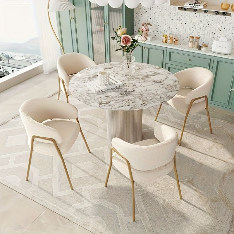 Witte Eetkamerstoelen – Design Stoelen – Moderne Stoelen – Comfortabele Stoelen – Luxe Stoelen – Gouden Metalen Frame – Gemakkelijk Schoon Te Maken