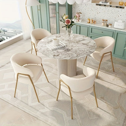 Witte Eetkamerstoelen – Design Stoelen – Moderne Stoelen – Comfortabele Stoelen – Luxe Stoelen – Gouden Metalen Frame – Gemakkelijk Schoon Te Maken