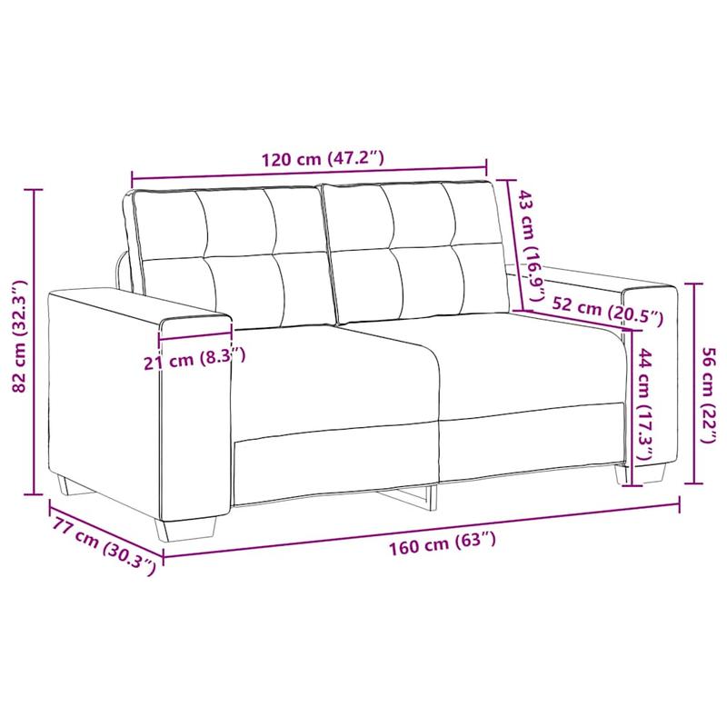 Tweezitter Bank – 2-Zits Sofa – Loveseat – Zetel – Bankstel – Zwart – Compact 47 Inch – Hardhouten Frame & Brandwerend