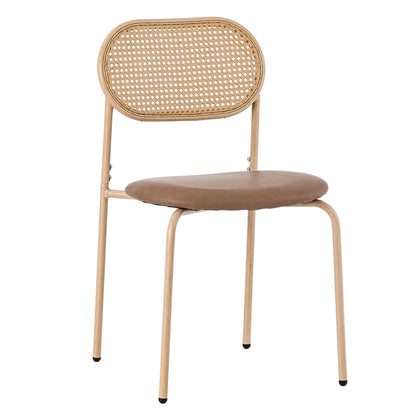 Dining Chair Set, Modern Simple Lounge Chair with Four Metal Supporting Legs, Rattan Lounge Chair for Living Room and Bedroom, Brown Model, 2pcs, Chairs for Living Room, Furniture for Home, Dining Chairs for Home, Bedroom Sea