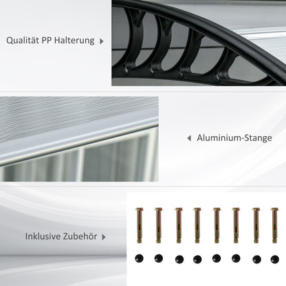 Voordeuroverkapping – Deurluifel – Overkapping – Zonwering – Luifel – Zwart Aluminium Frame – Transparant 5 mm Polycarbonaat Dak – UV- en Weerbestendig