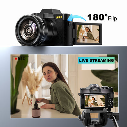 Compactcamera – Digitale Camera – Fototoestel – Vlogcamera – Compact Camera – 48MP Sensor – 4K Video – WiFi & App Bediening – Inclusief 32GB Kaart – Macro & Wide Lens – Geschikt Voor Beginners