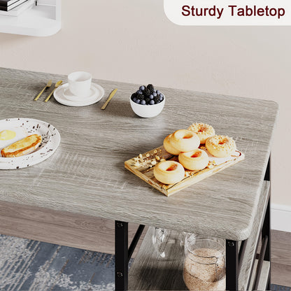 Eettafelset – Keukentafelset – Bistroset – Barstoelset – Stoelenset – Compact Ontwerp – Comfortabele Gevoerde Stoelen – Grijs Kunstboard Houten Frame