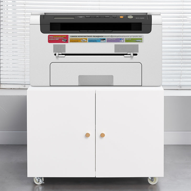 Mobiele Printerstandaard – Mobiele Printertafel – Printerrek – Printerhouder – Printerwagen – Met Metalen Frame – Verstelbare Plank En Deur – Wieltjes Voor Thuiswerkplek – Wit
