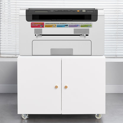 Mobiele Printerstandaard – Mobiele Printertafel – Printerrek – Printerhouder – Printerwagen – Met Metalen Frame – Verstelbare Plank En Deur – Wieltjes Voor Thuiswerkplek – Wit