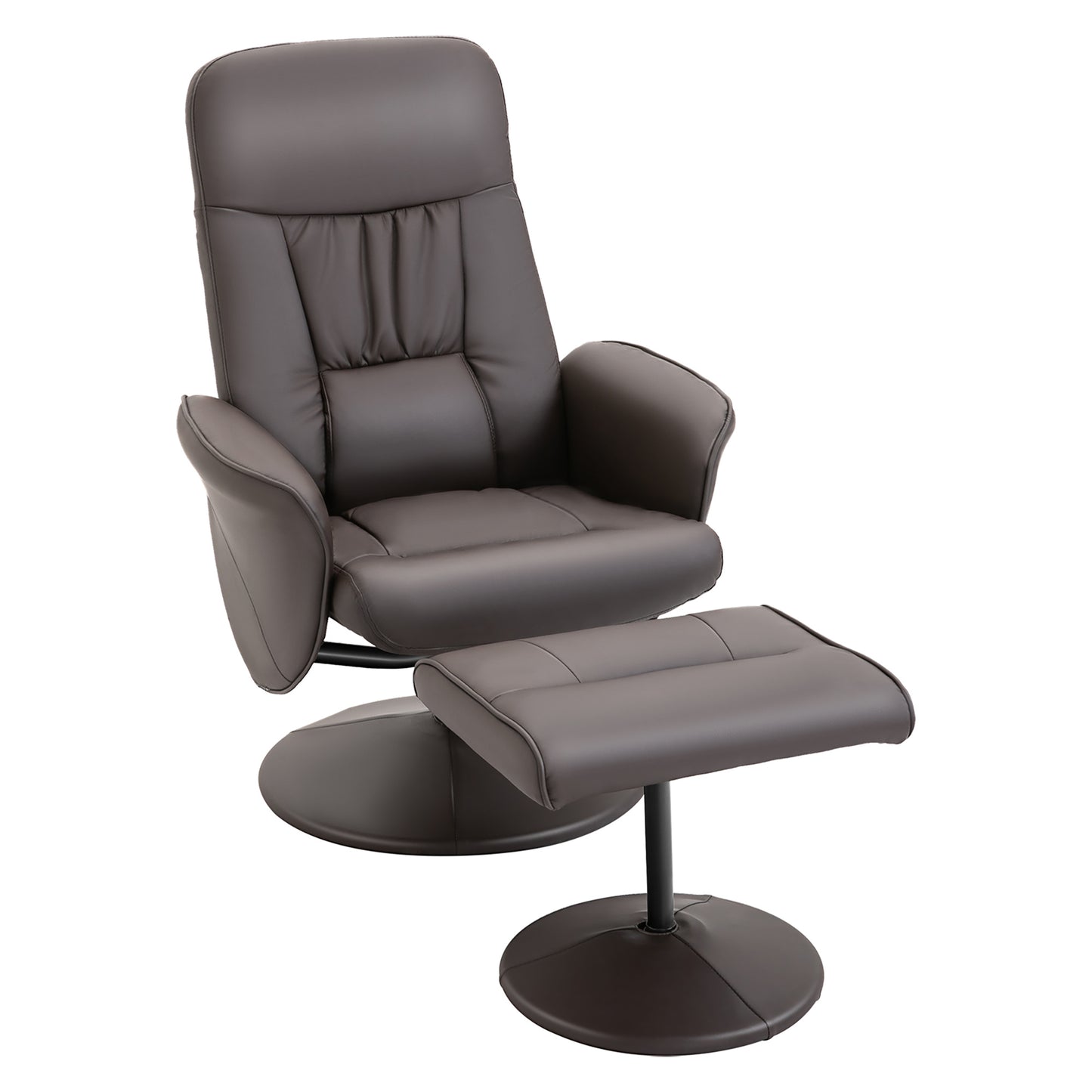 2pcs Armchair Set, Armchair with Footstool, Recliner with Footstool, Height-Adjustable, Tilting Backrest, Brown