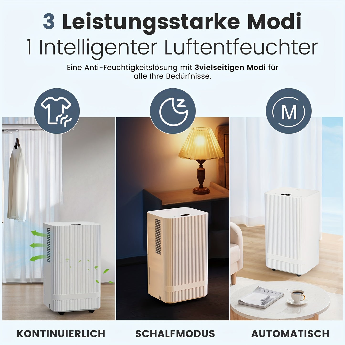 Wi-Fi App Dehumidifiers for Home 14L/Day Compressor Dehumidifier for Bedroom with Ultra-Quiet Sleep Mode Drying Clothes, Auto Off, 24H Timer, Continuous Drainage, Humidity Sensor, for Basement Home Damp