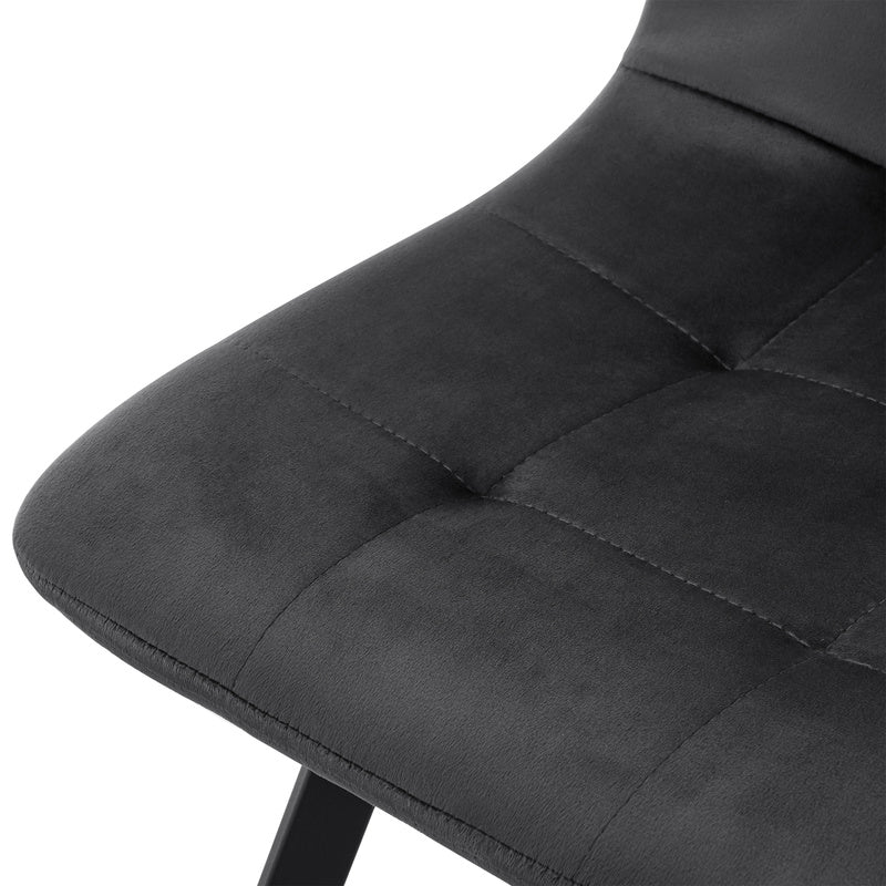 Eetkamerstoel – Stoel – Kuipstoel – Zithoek – Eettafelstoel – Set van 4 – Donkergrijze Polyester Bekleding – Stevig Metalen Schuine Poten