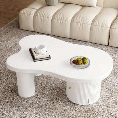 Salontafel – Koffietafel – Bijzettafel – Woonkamertafel – Hoektafel – Asymmetrisch Modern Design – Stevig MDF Met Opbergruimte – Wit Zwart Space-Saving