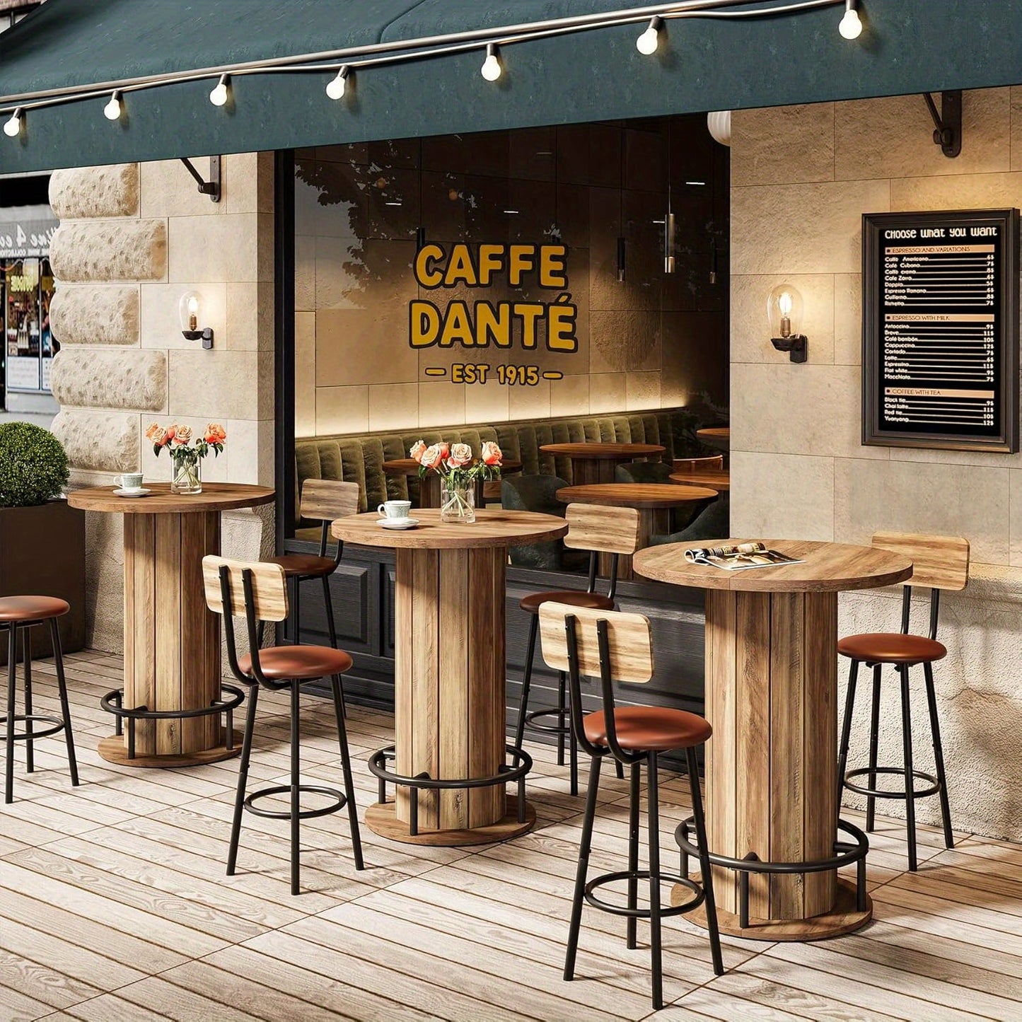 Ronde Eettafel – Eetkamer Tafel – Keukentafel – Bistrotafel – Eettafel Rond – 100 cm Diameter – Robuust Geperst Hout Met Voetensteun