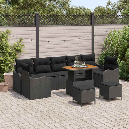 Tuinbank – Buitenbank – Loungeset – Tuinmeubel – Modulaire Tuinbank – Weerbestendig Kunststof Rattan – Verstelbare Pooten - Zwart
