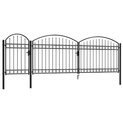 Zwarte Metalen Tuinpoort – Tuinhek – Terraspoort – Buitenhek – Sierhek – Gebogen Bovenkant – Duurzaam Staal – 1,75x5 Meter