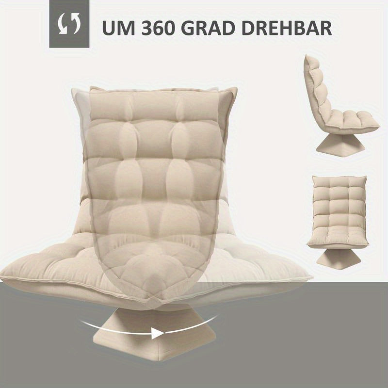Relaxing reading chair, swivel, linen look, 62cm x 70cm x 95cm, beige, Cozy Armchair, Home Library Chair, Classic Design, Modern Classic, Quality Upholstery, Durable Construction, Reclining Chair, Lounge Chair, Small Space Li