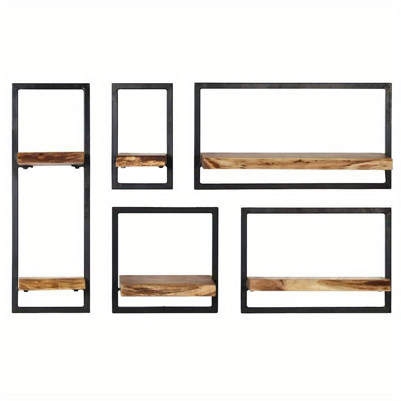 5pcs Mural Set Made of Solid Wood And Steel, Easy to Assemble, Modern Minimalist Design, Adjustable Wall Frame for Small Spaces.