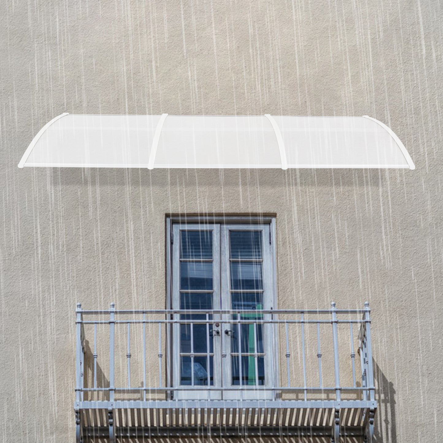 Boogluifel – Luifel – Dakoverkapping – Overkapping – Zonnewering – Transparant – Wit Aluminium Frame – 90x300 cm – Weerbestendig – Eenvoudige Montage