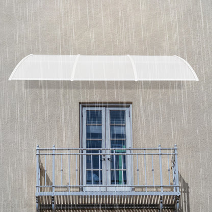 Boogluifel – Luifel – Dakoverkapping – Overkapping – Zonnewering – Transparant – Wit Aluminium Frame – 90x300 cm – Weerbestendig – Eenvoudige Montage