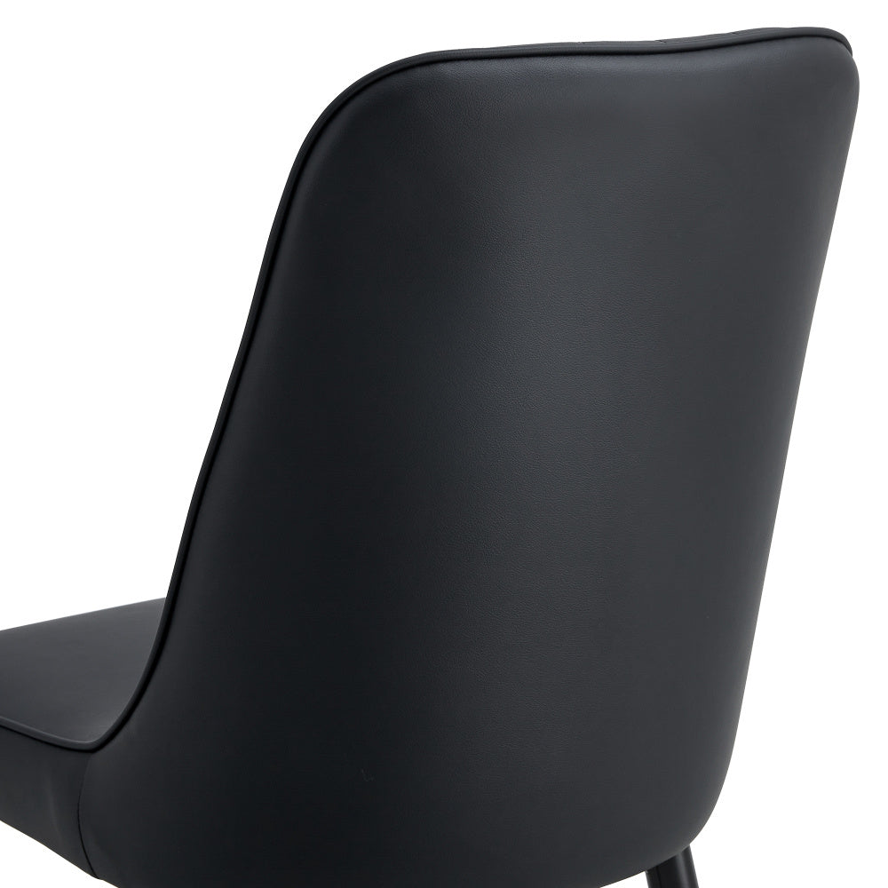 Eetkamerstoel – Stoel – Zitmeubel – Keukenstoel – Slaapkamerstoel – Set van 2 Zwart – PU Leer – Zwart Metalen Frame – Comfortabel en Duurzaam