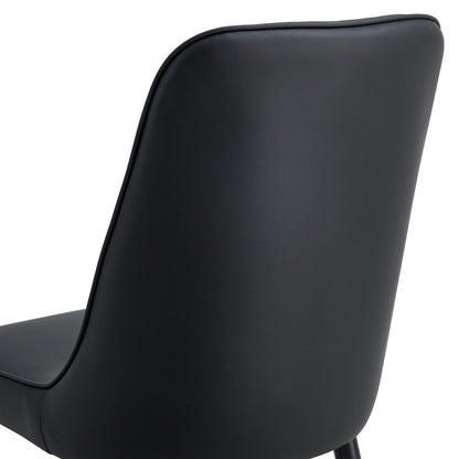 Eetkamerstoel – Stoel – Zitmeubel – Keukenstoel – Slaapkamerstoel – Set van 2 Zwart – PU Leer – Zwart Metalen Frame – Comfortabel en Duurzaam