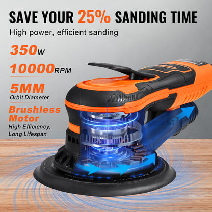 Excentrische Schuurmachine – Excenterschuurmachine – Orbitaalschuurmachine – Schuurapparaat – Schuurmachine – 5 & 6 Inch Schuuroppervlak – 350W Borstelloze Motor – Variabele Snelheidsregeling 4000-10.000 RPM