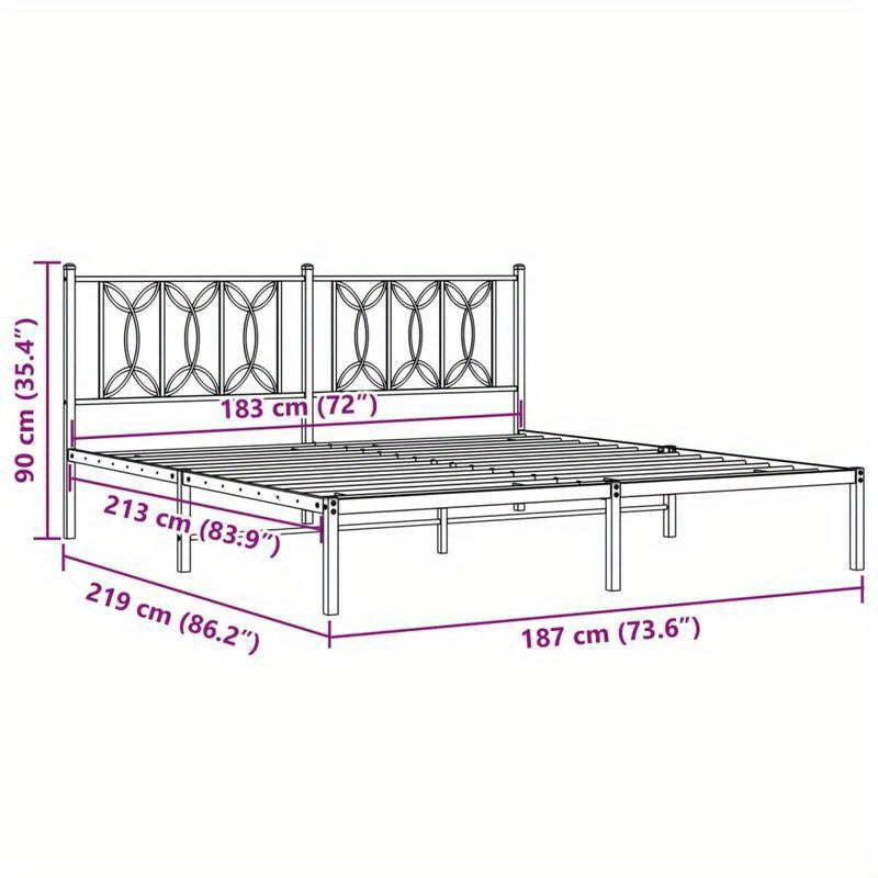 Bedframe Met Hoofdbord Metaal Wit 183X213 Cm