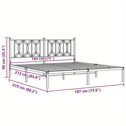 Bedframe Met Hoofdbord Metaal Wit 183X213 Cm