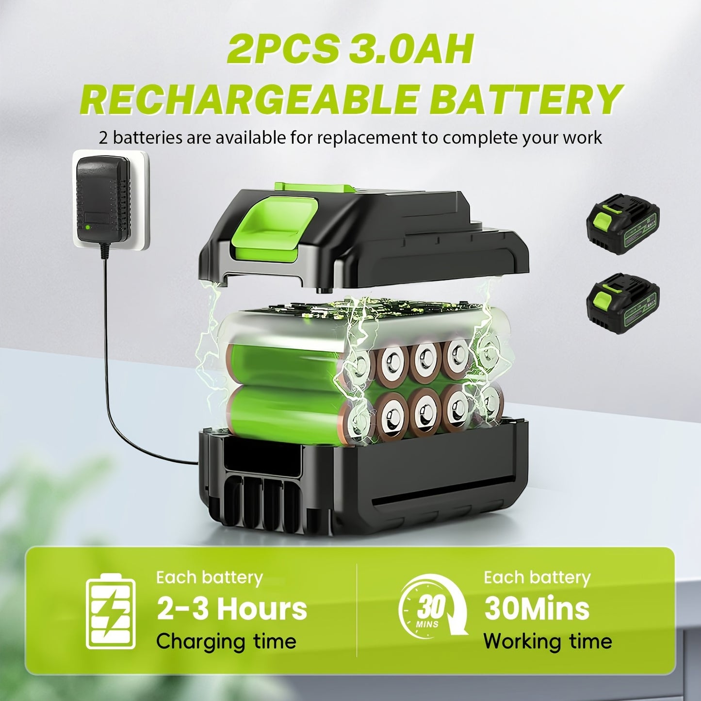 Hogedrukreiniger – Hogedrukspuit – Autoreiniger – Draadloze Spuit – Terrasreiniger – 1200W Brushless Motor – 6-in-1 Multifunctionele Sproeikop – Met 2 Accu’s
