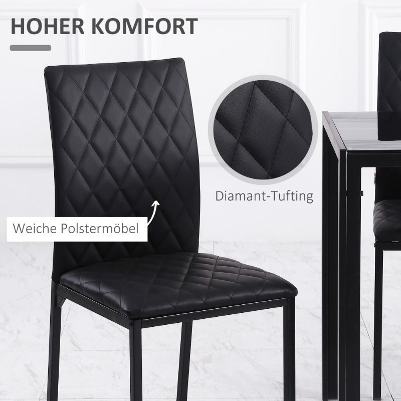 Eetkamerstoel – Keukenstoel – Stoel – Zitstoel – Designstoel – Zwarte Gestoffeerde Zitting – Stalen Poten – 41x50x91 cm