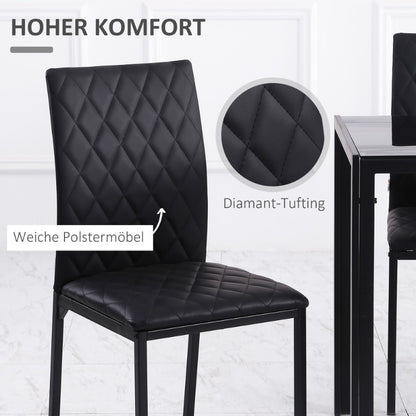 Eetkamerstoel – Keukenstoel – Stoel – Zitstoel – Designstoel – Zwarte Gestoffeerde Zitting – Stalen Poten – 41x50x91 cm