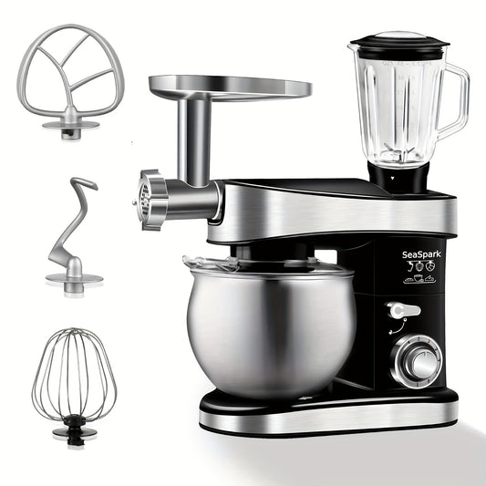 Keukenmixer – 6-in-1 Mixer – Keukenmachine – Deegmixer – Staande Mixer – Zwart – 6 Snelheidsstanden met Pulse – 6,3 Liter RVS Mengkom