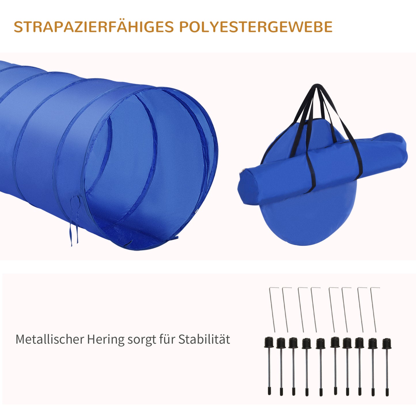 Agility Set Hond – Behendigheidstraining – Hindernissen – Slalomstok – Tunnel – Blauw-Geel – Verstelbare Spronghoogte – Lichtgewicht PE en Polyester
