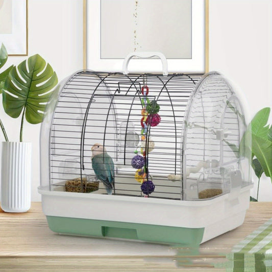 Portable Birdcages with Handles - Metal & Plastic Indoor/Outdoor Pet Cages, Transparent Viewing Panels for Parrots, Small Birds, Travel & Home Use, Durable & Easy-Clean Design, Bird Cage Accessories, Sturdy Construction