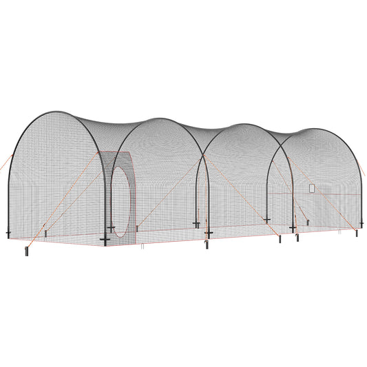 Batting Cage – Honkbal Kooi – Oefenkooi – Softbal Kooi – Pitching Kooi – Extra Ruim 10x3,3x3 Meter – Duurzaam Glasvezel Frame