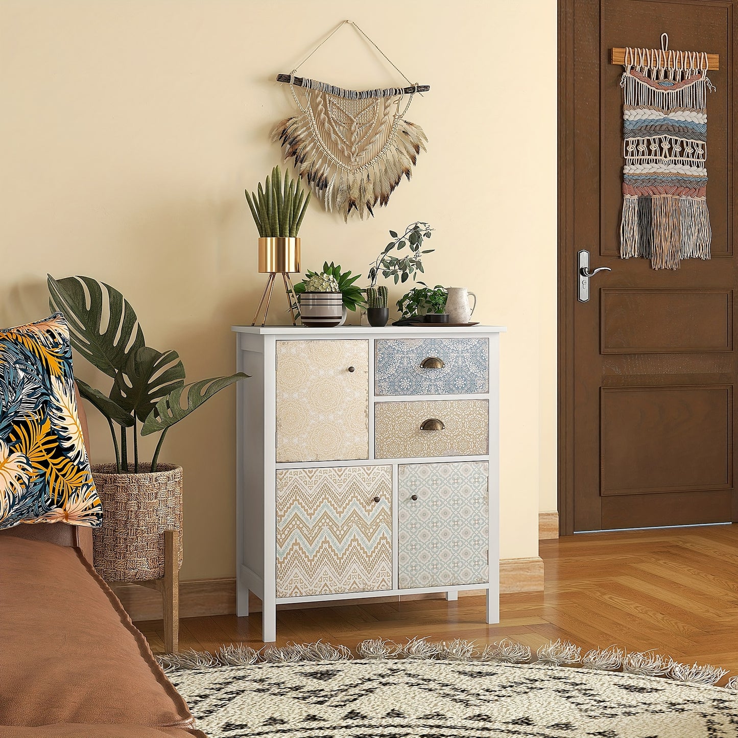 Ladekast – Ladenkast – Commode – Opbergkast – Kastje – Wit – Metaal – 68x34x80 cm – 2 Lades + 3 Open Vakken