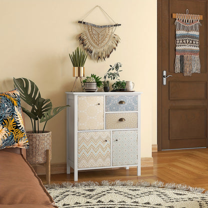 Ladekast – Ladenkast – Commode – Opbergkast – Kastje – Wit – Metaal – 68x34x80 cm – 2 Lades + 3 Open Vakken