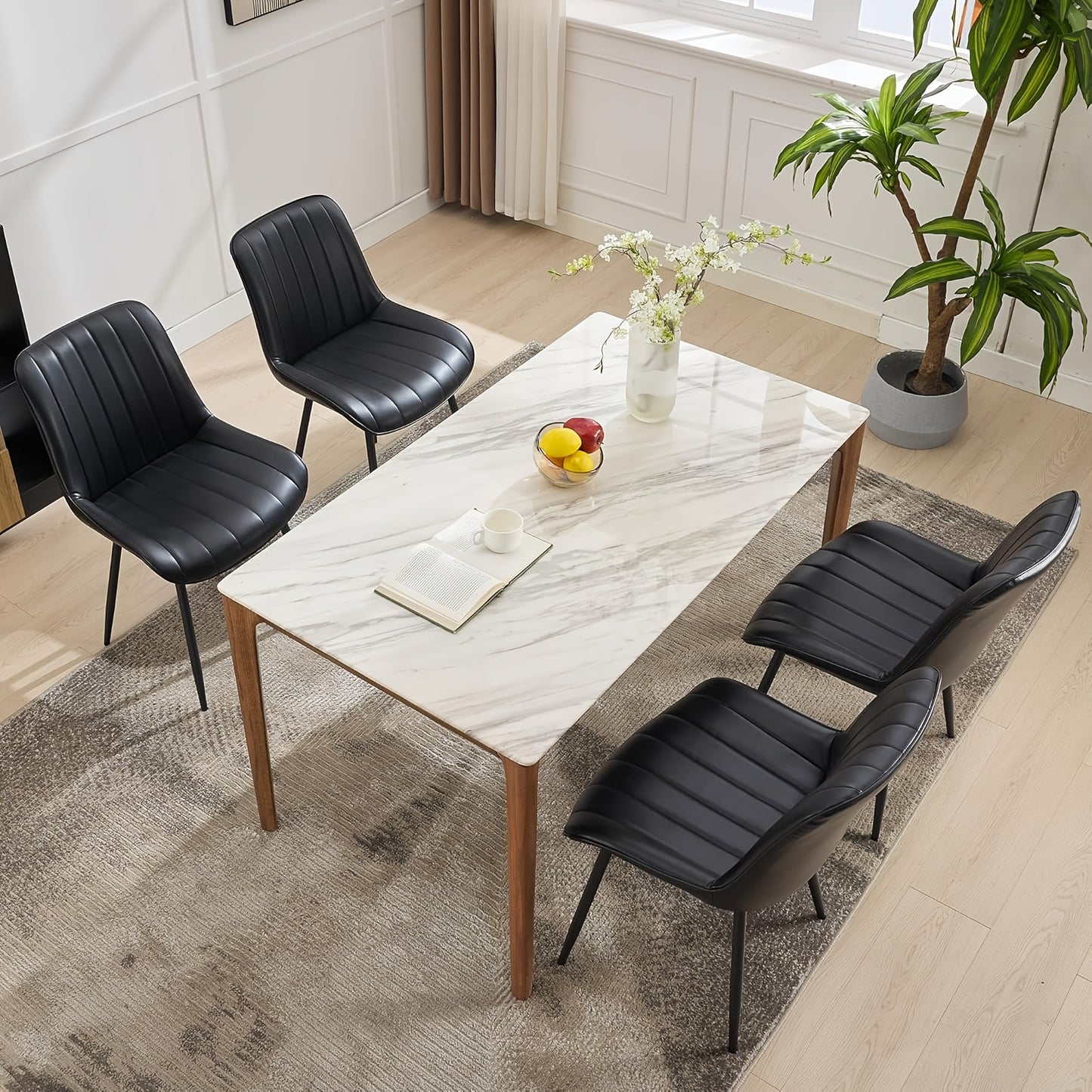 Eetkamerstoelen – Stoelen – Keukenstoelen – Caféstoelen – Zwarte Stoelen Set van 2 – Ergonomisch Design – Stevige Metalen Poten