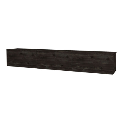 TV Meubel – TV Kast – TV Dressoir – Mediameubel – Hangend TV Meubel – Zwart & Eiken – 180x31x29,5 cm – 3 Opslagvakken